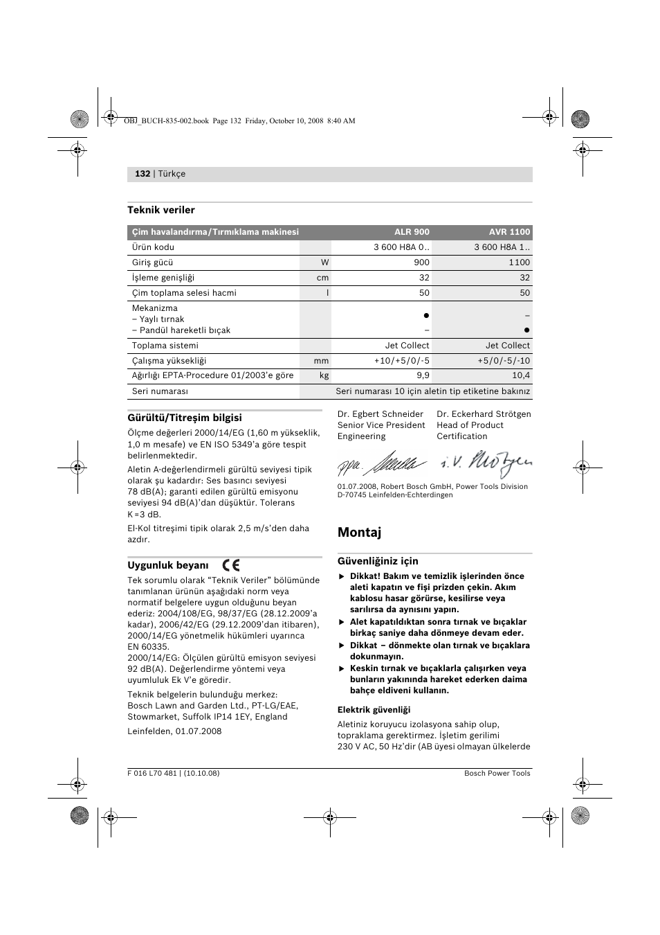 Montaj | Bosch ALR 900 User Manual | Page 132 / 282