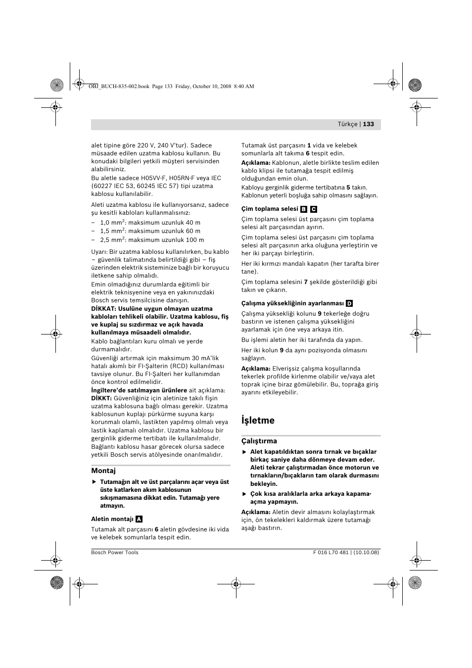 Işletme | Bosch ALR 900 User Manual | Page 133 / 282