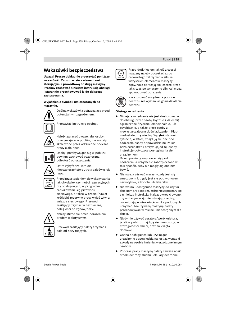 Wskazówki bezpieczeństwa | Bosch ALR 900 User Manual | Page 139 / 282