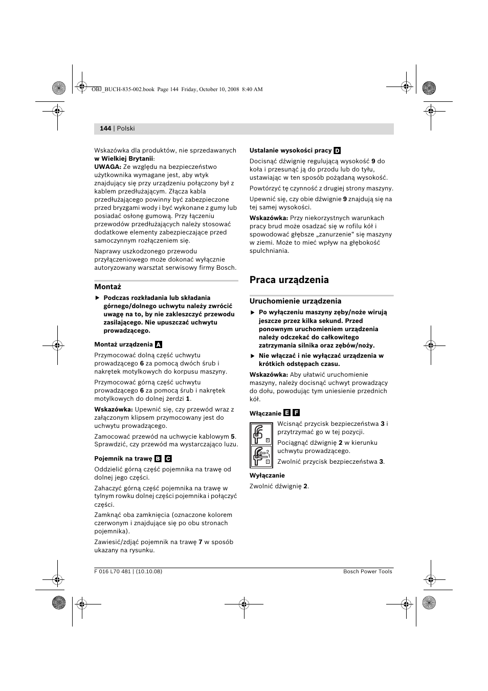 Praca urządzenia | Bosch ALR 900 User Manual | Page 144 / 282