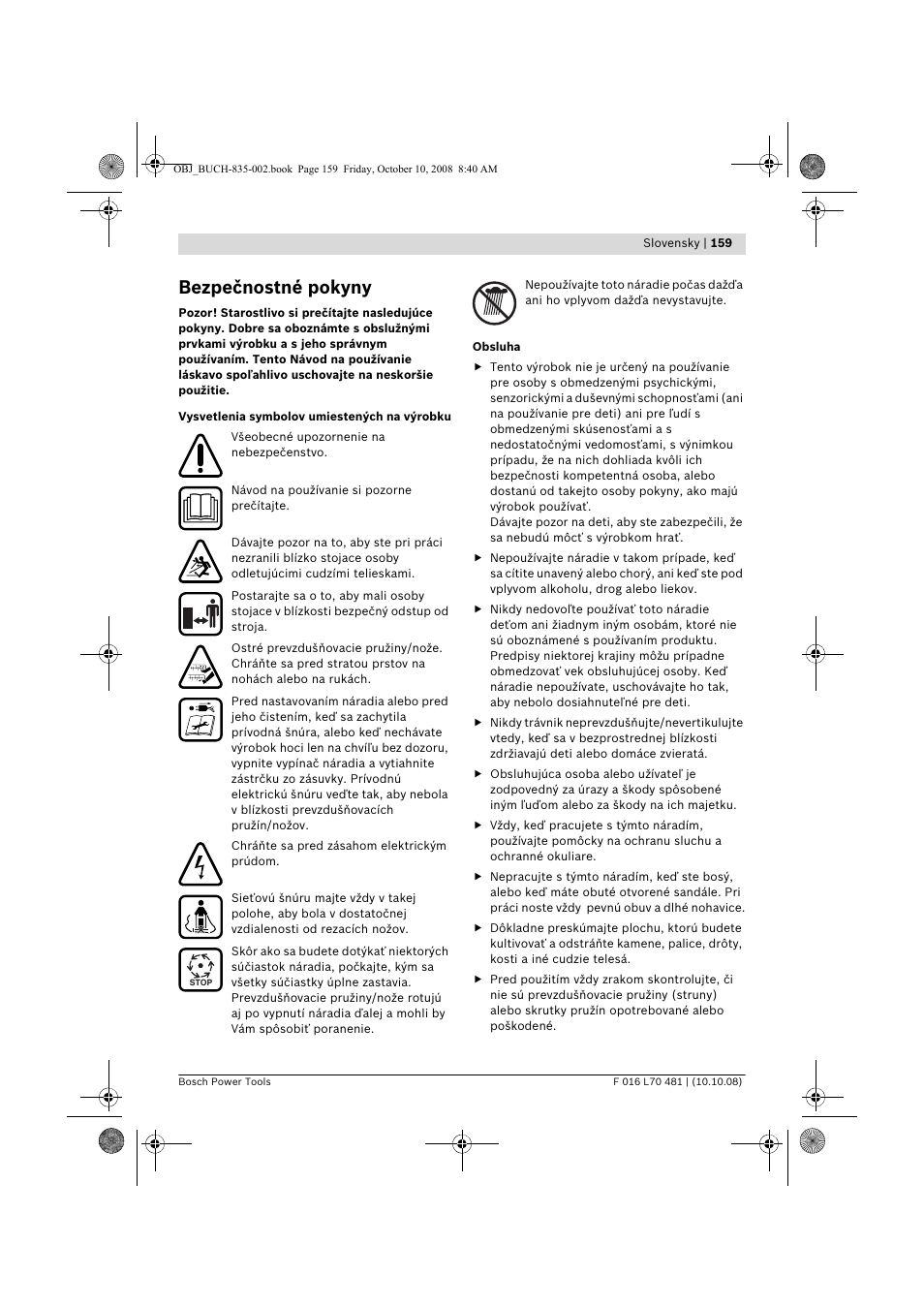 Bezpečnostné pokyny | Bosch ALR 900 User Manual | Page 159 / 282