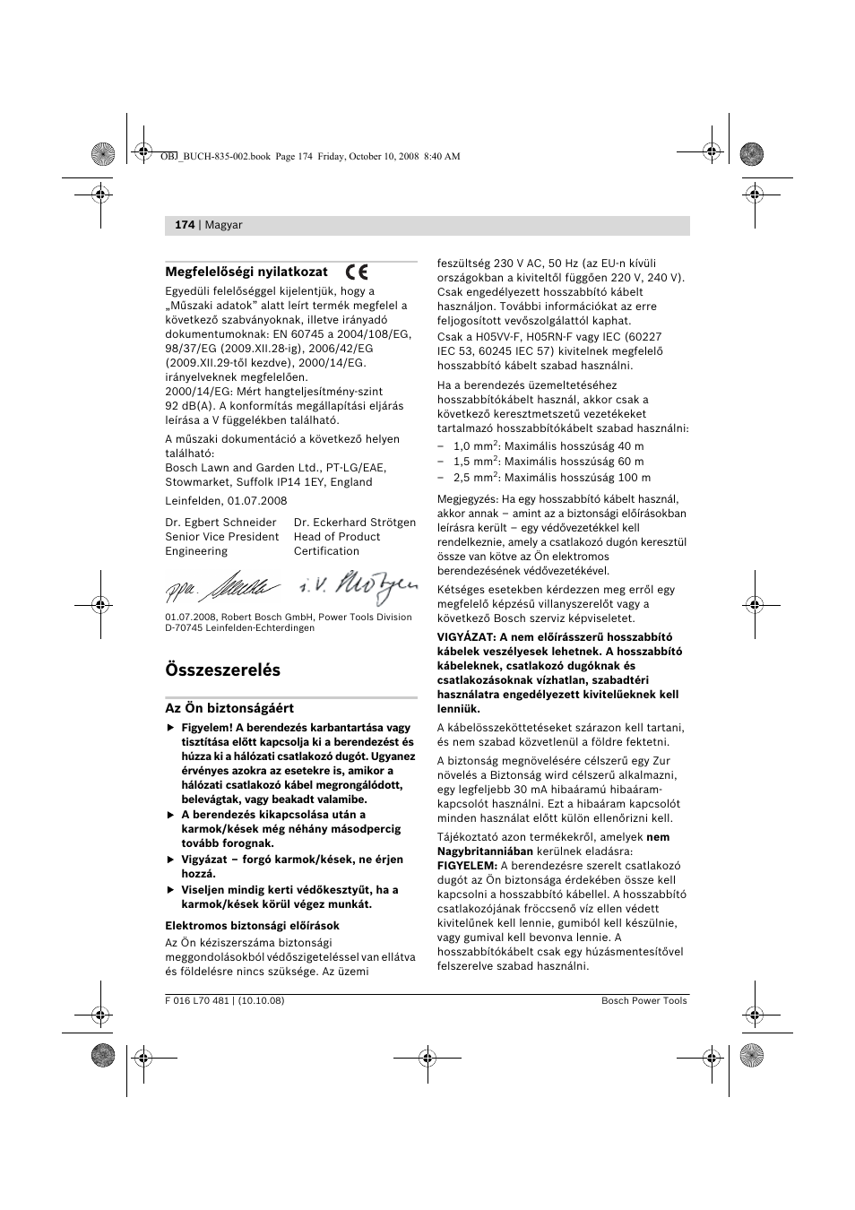 Összeszerelés | Bosch ALR 900 User Manual | Page 174 / 282