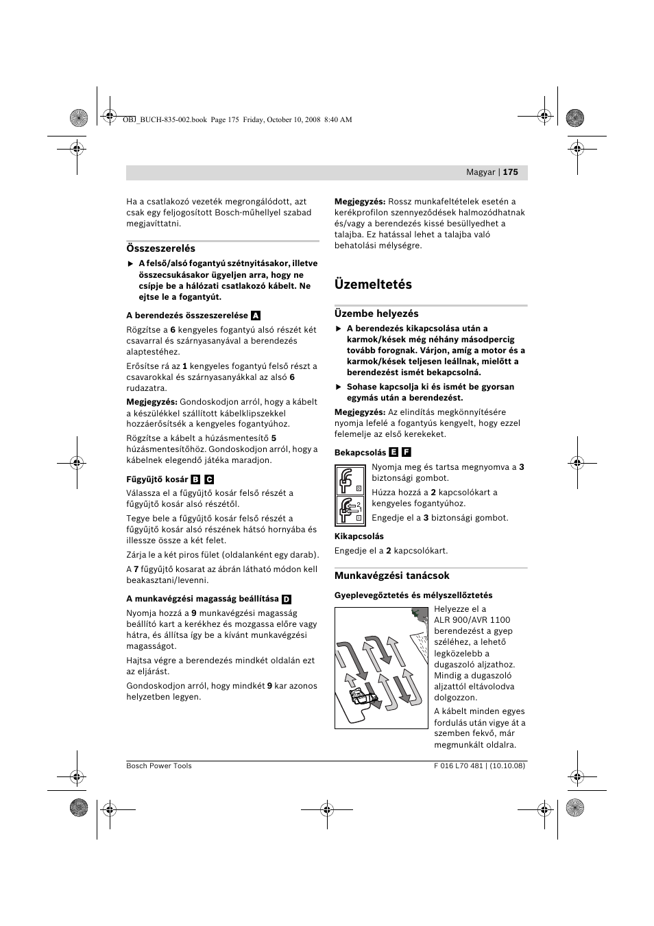 Üzemeltetés | Bosch ALR 900 User Manual | Page 175 / 282