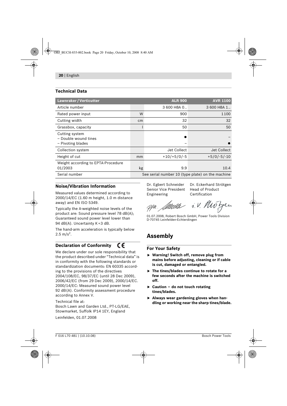 Assembly | Bosch ALR 900 User Manual | Page 20 / 282