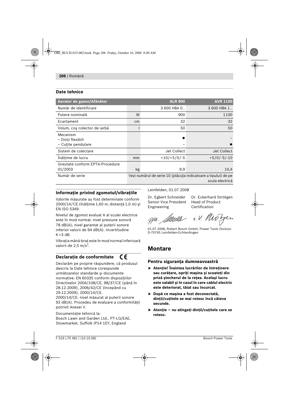 Montare | Bosch ALR 900 User Manual | Page 206 / 282