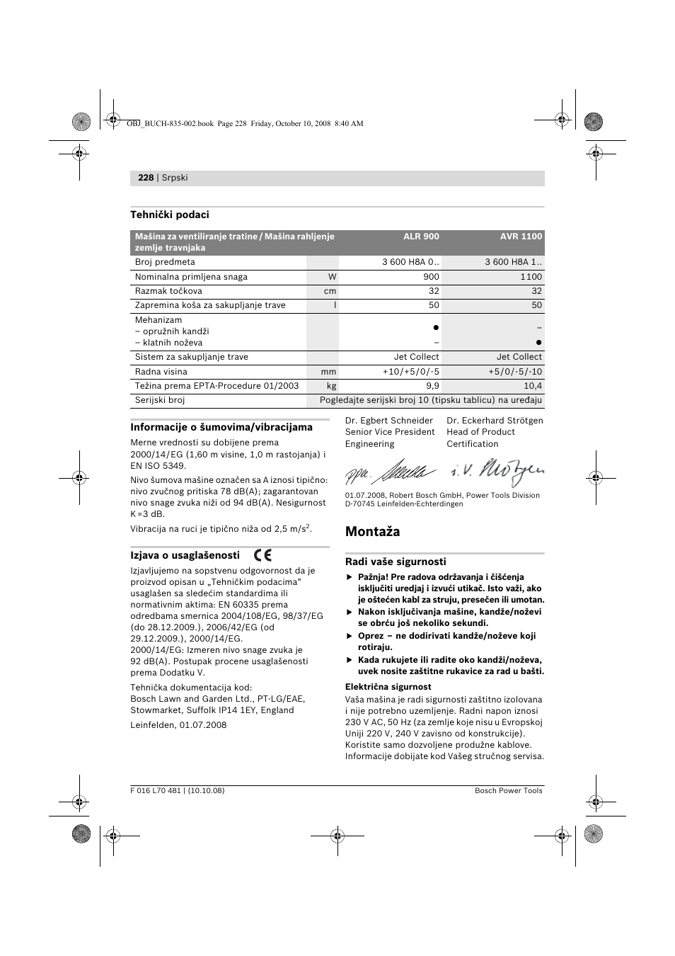 Montaža | Bosch ALR 900 User Manual | Page 228 / 282