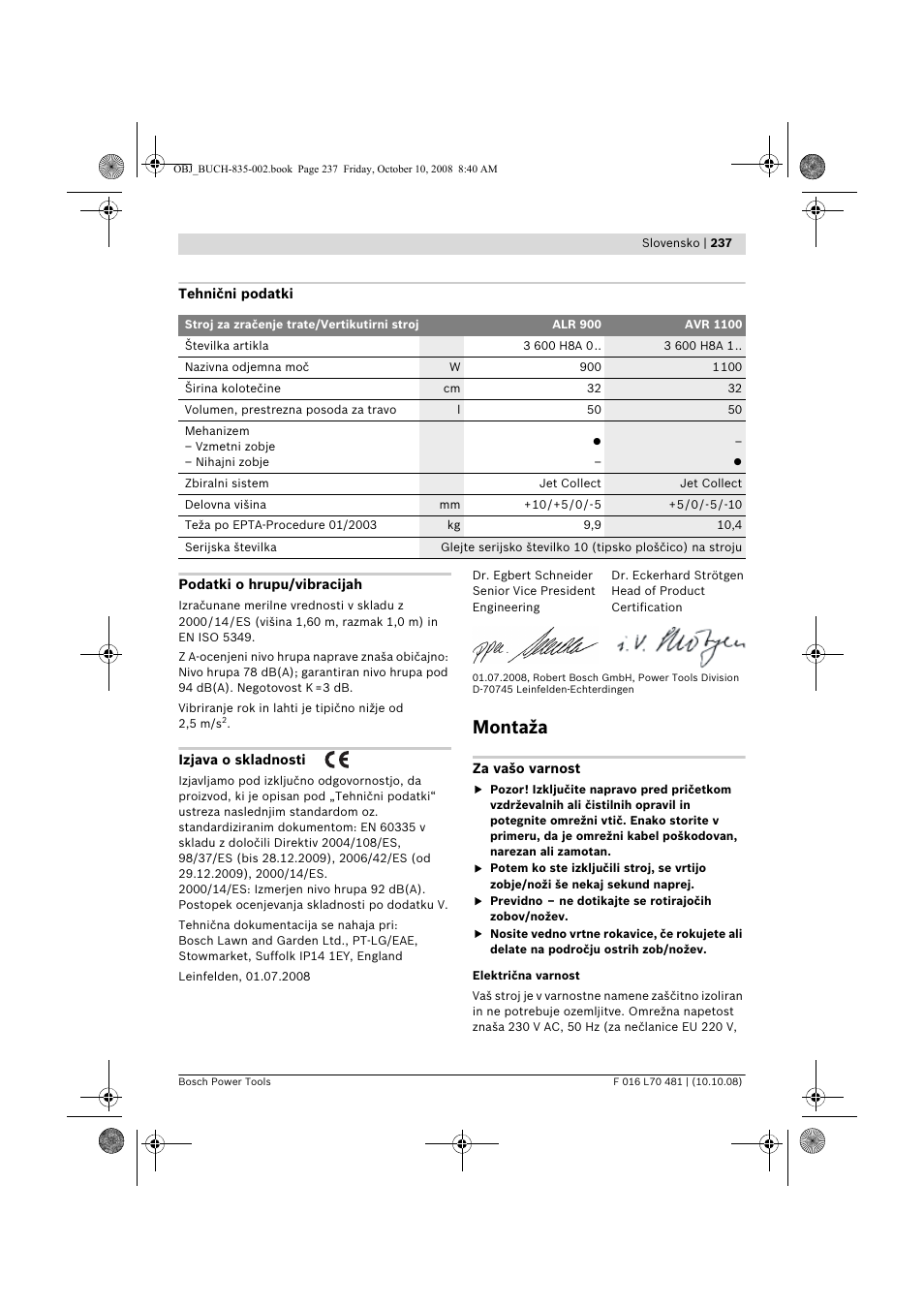 Montaža | Bosch ALR 900 User Manual | Page 237 / 282