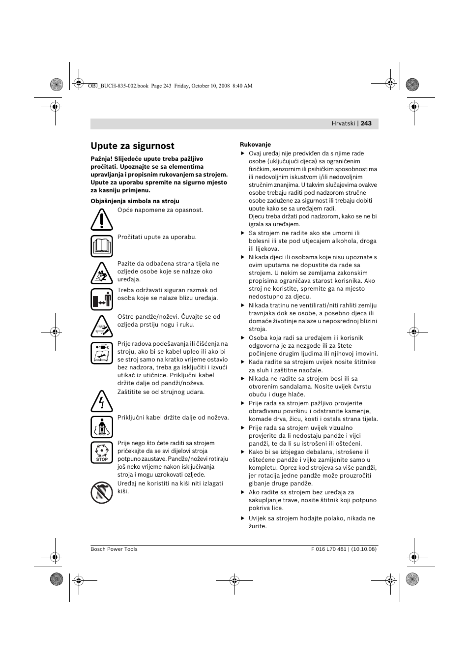 Upute za sigurnost | Bosch ALR 900 User Manual | Page 243 / 282