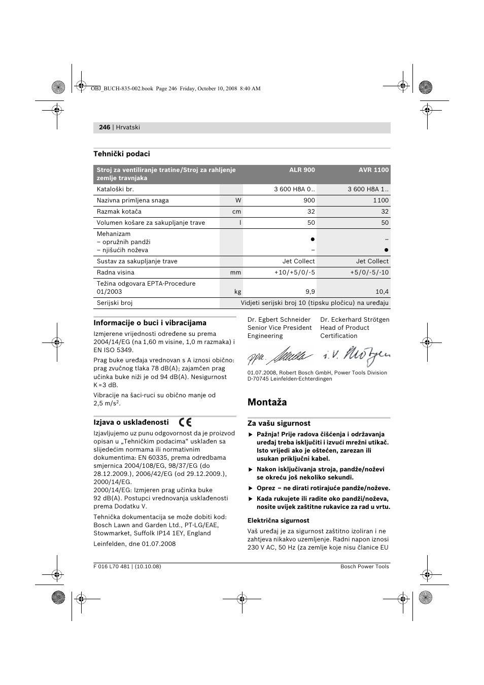 Montaža | Bosch ALR 900 User Manual | Page 246 / 282