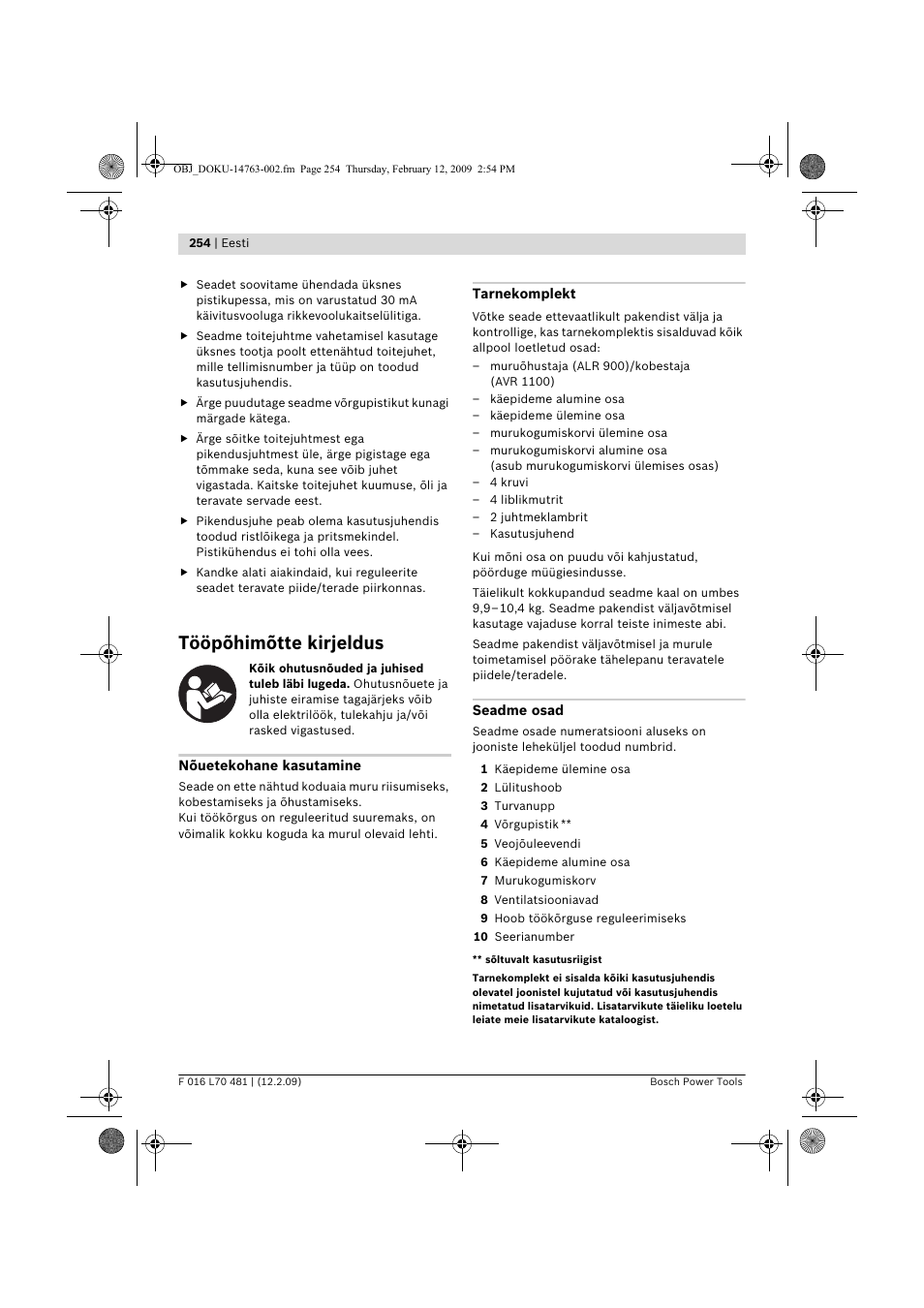 Tööpõhimõtte kirjeldus | Bosch ALR 900 User Manual | Page 254 / 282