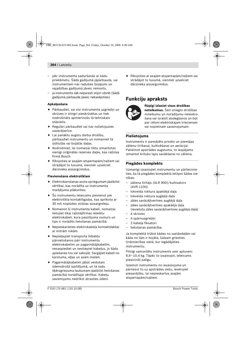 Funkciju apraksts | Bosch ALR 900 User Manual | Page 264 / 282