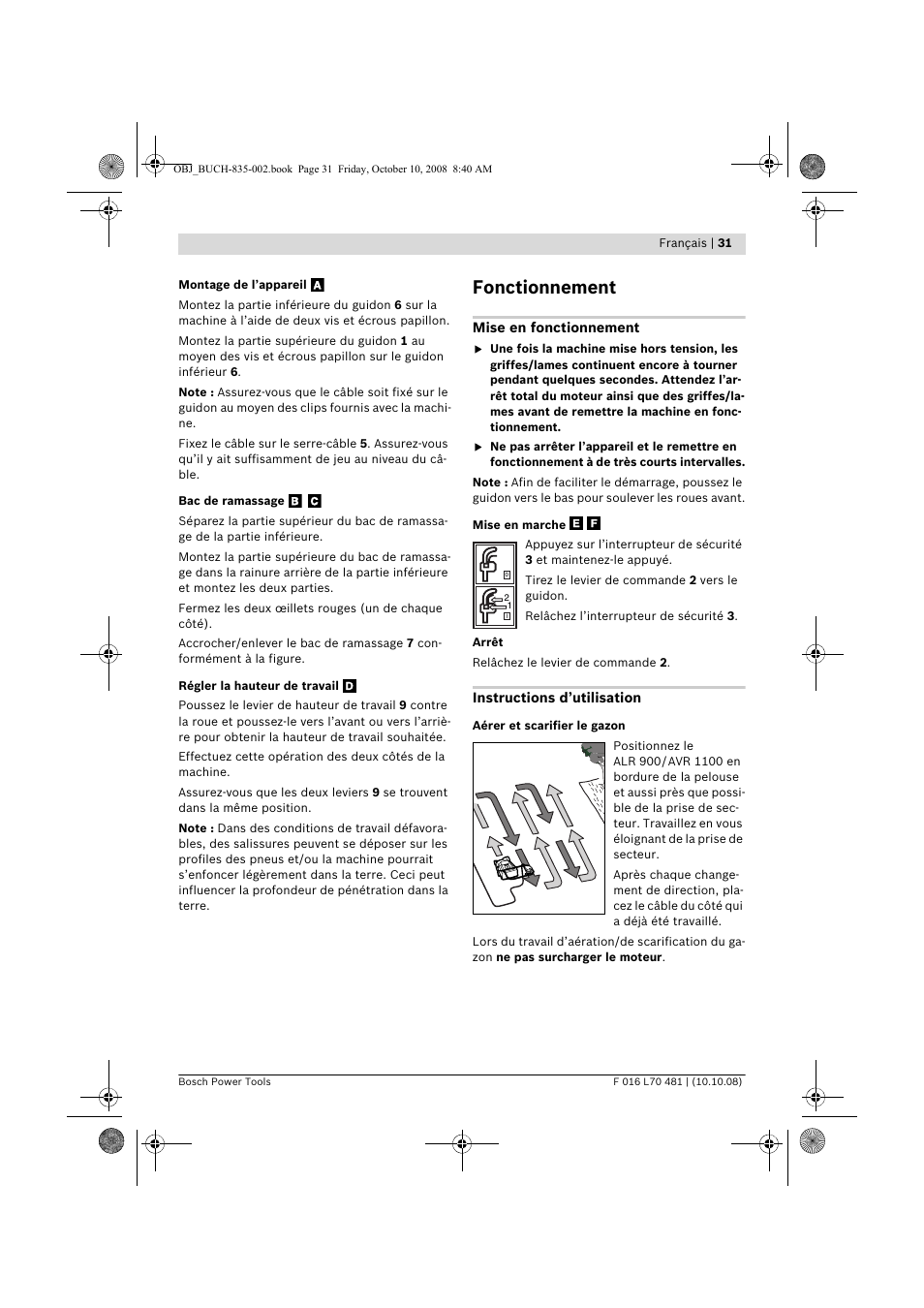 Fonctionnement | Bosch ALR 900 User Manual | Page 31 / 282