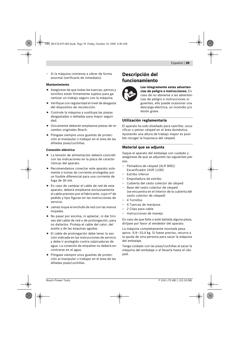 Descripción del funcionamiento | Bosch ALR 900 User Manual | Page 39 / 282