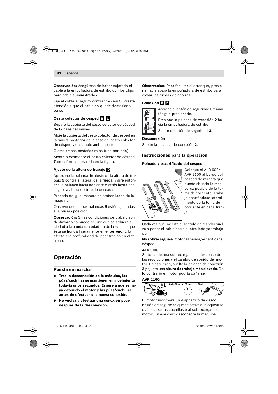 Operación | Bosch ALR 900 User Manual | Page 42 / 282