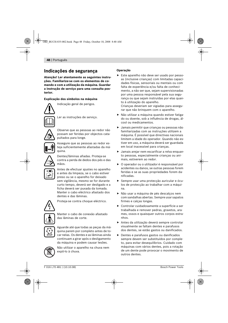 Indicações de segurança | Bosch ALR 900 User Manual | Page 48 / 282