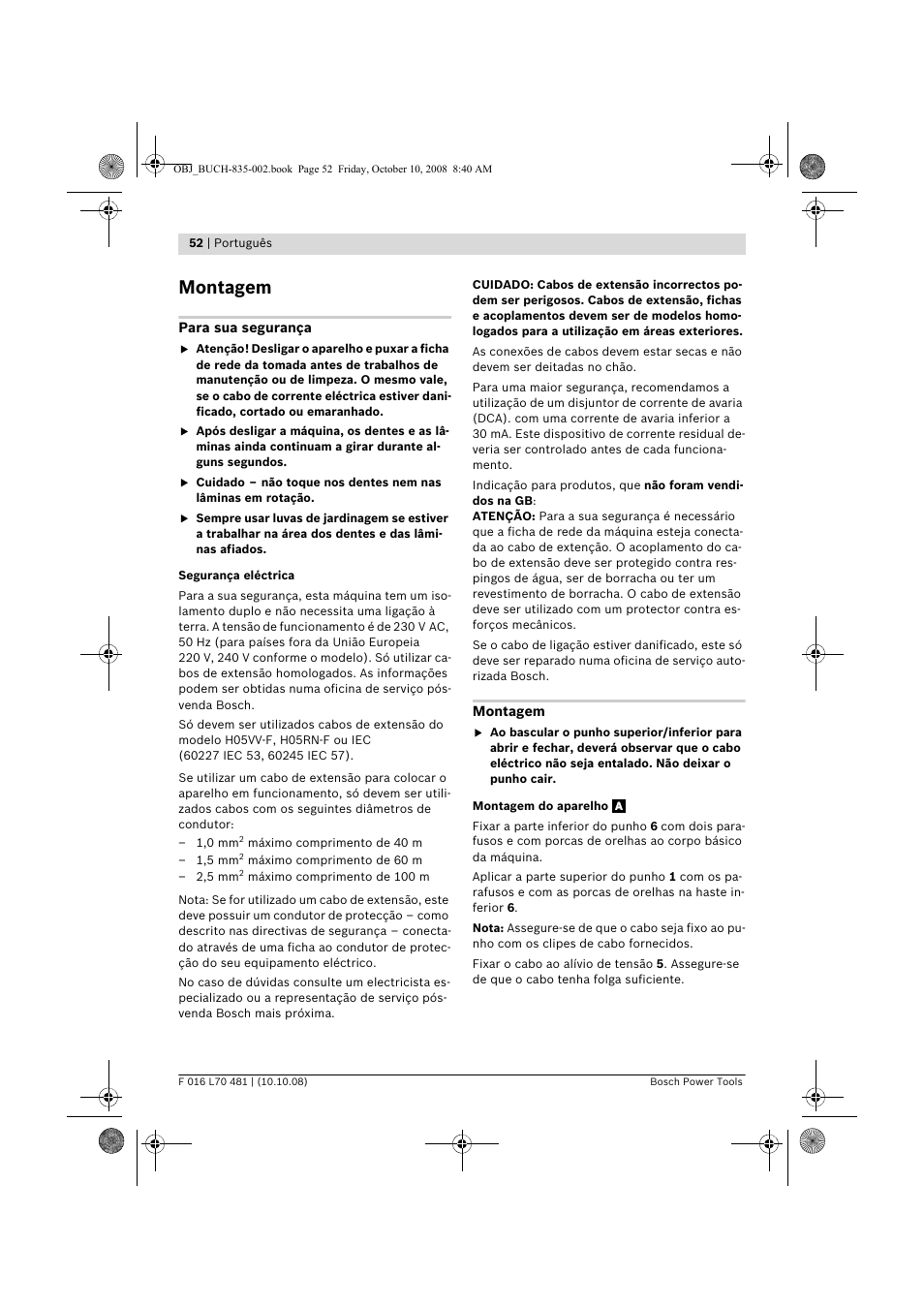 Montagem | Bosch ALR 900 User Manual | Page 52 / 282