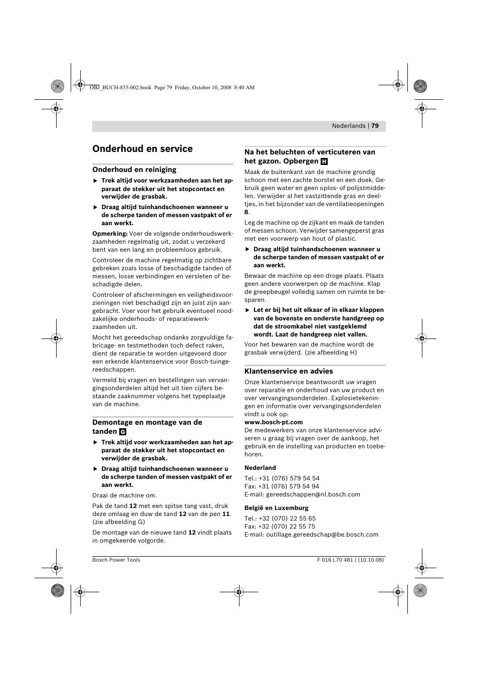 Onderhoud en service | Bosch ALR 900 User Manual | Page 79 / 282