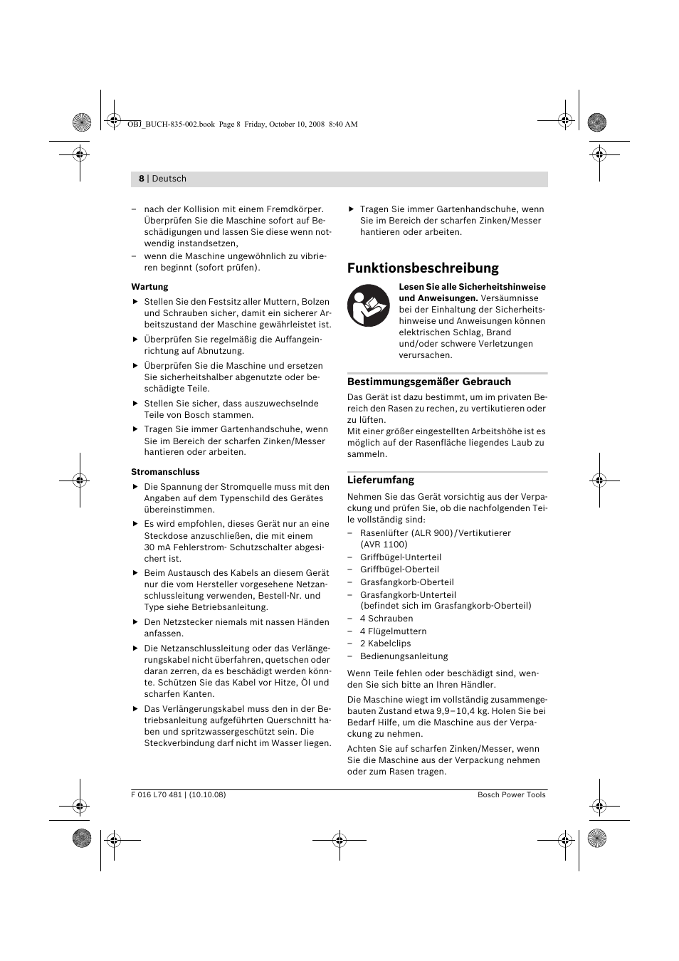 Funktionsbeschreibung | Bosch ALR 900 User Manual | Page 8 / 282