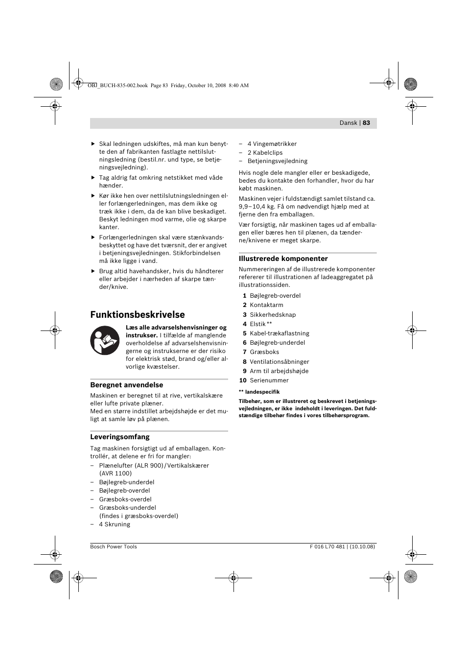 Funktionsbeskrivelse | Bosch ALR 900 User Manual | Page 83 / 282