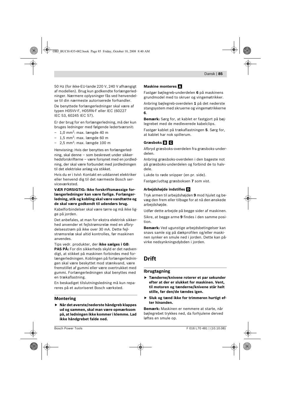 Drift | Bosch ALR 900 User Manual | Page 85 / 282