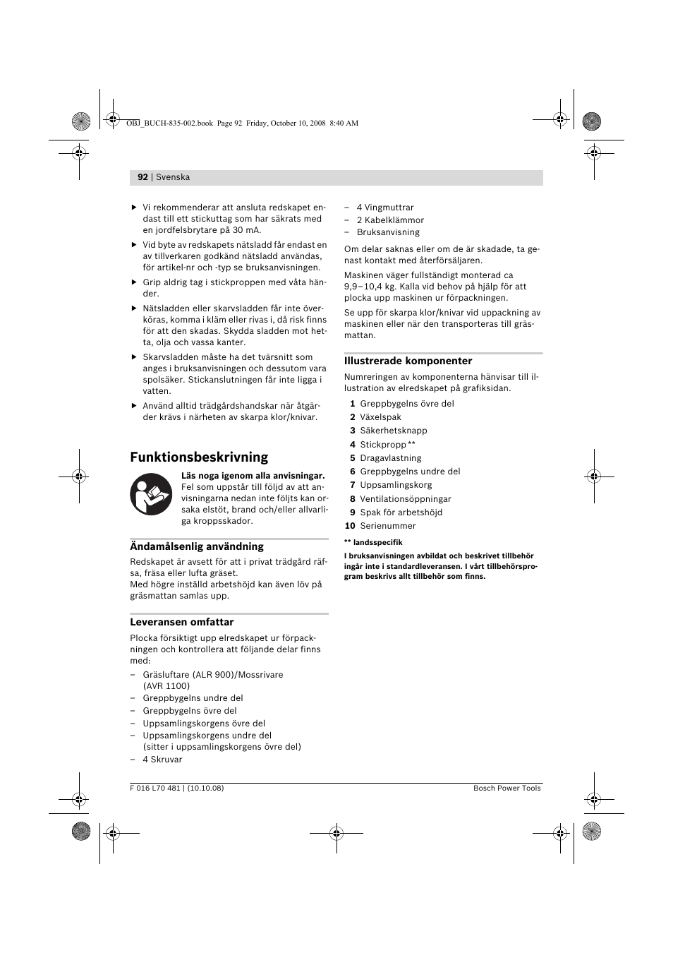 Funktionsbeskrivning | Bosch ALR 900 User Manual | Page 92 / 282