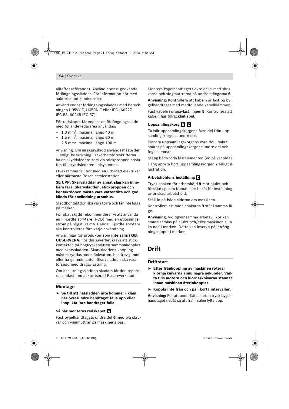 Drift | Bosch ALR 900 User Manual | Page 94 / 282