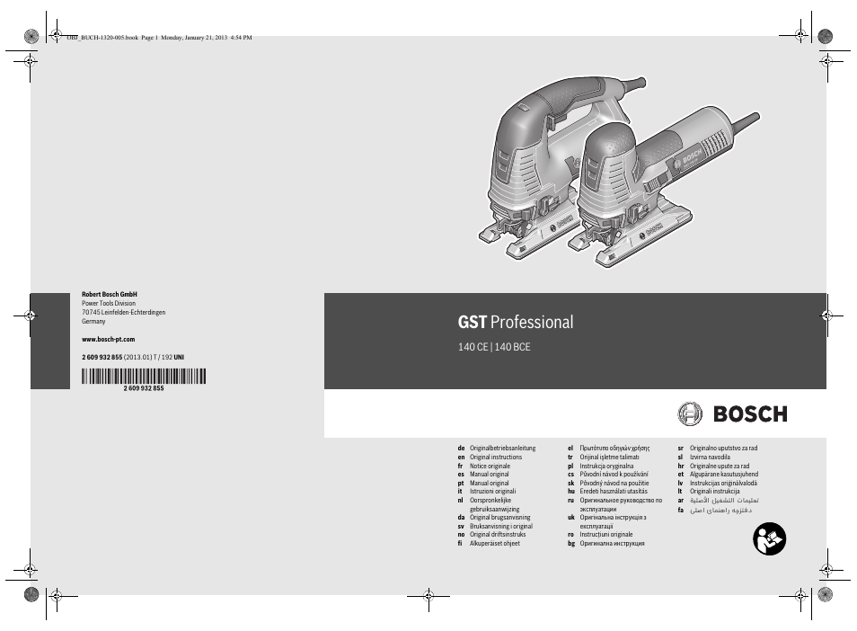 Bosch GST Professional 140 CE User Manual | 191 pages