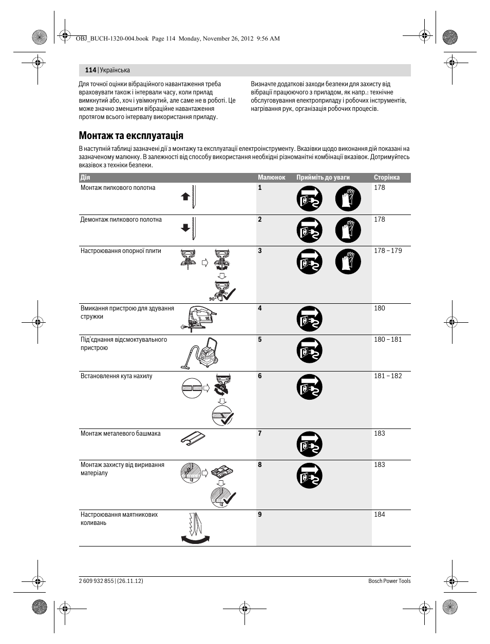 Монтаж та експлуатація | Bosch GST Professional 140 CE User Manual | Page 114 / 191