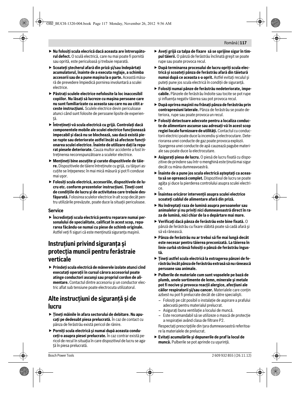 Alte instrucţiuni de siguranţă şi de lucru | Bosch GST Professional 140 CE User Manual | Page 117 / 191