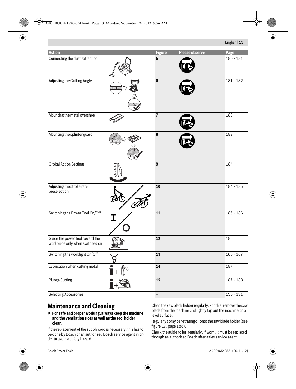 Maintenance and cleaning | Bosch GST Professional 140 CE User Manual | Page 13 / 191