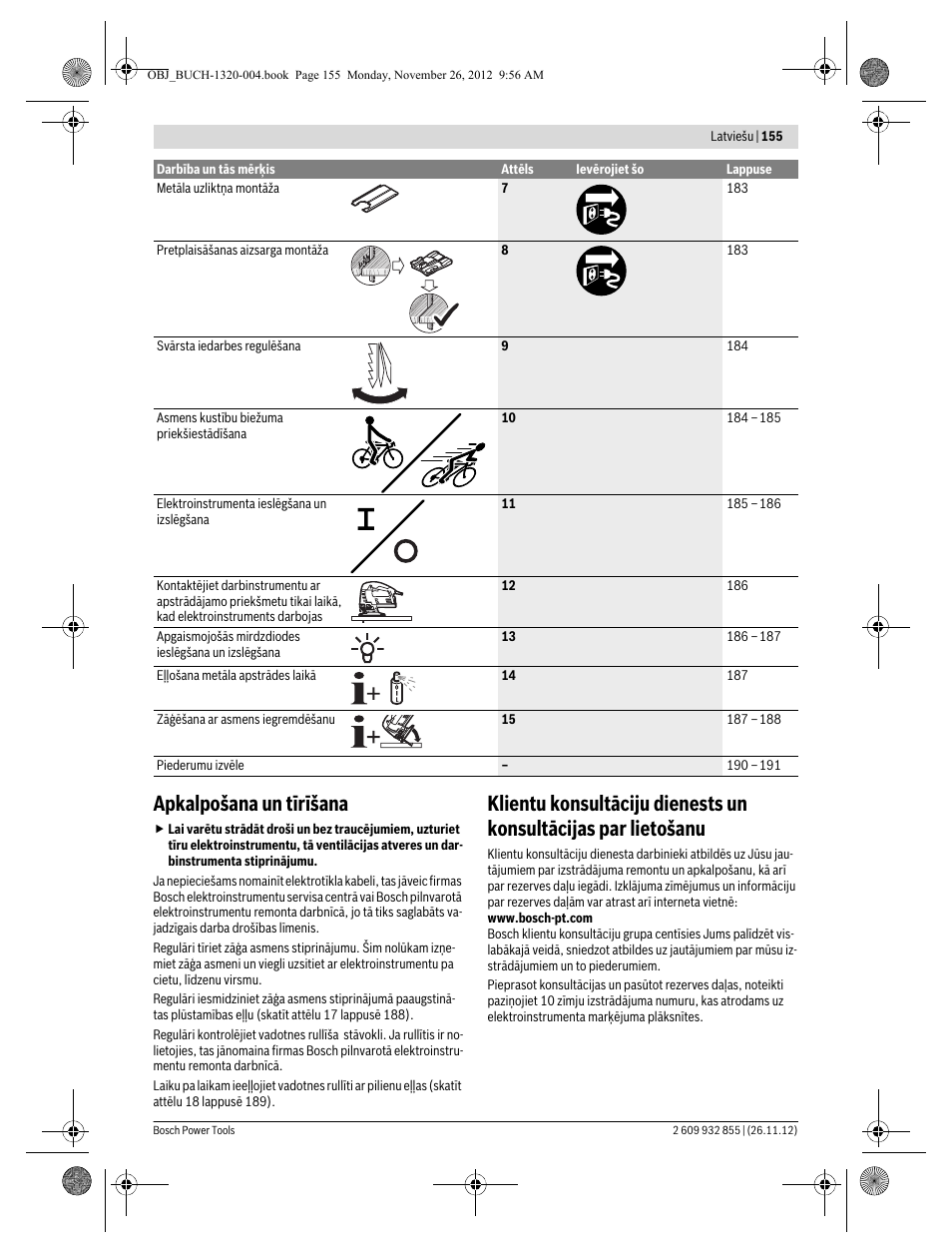 Apkalpošana un tīrīšana | Bosch GST Professional 140 CE User Manual | Page 155 / 191