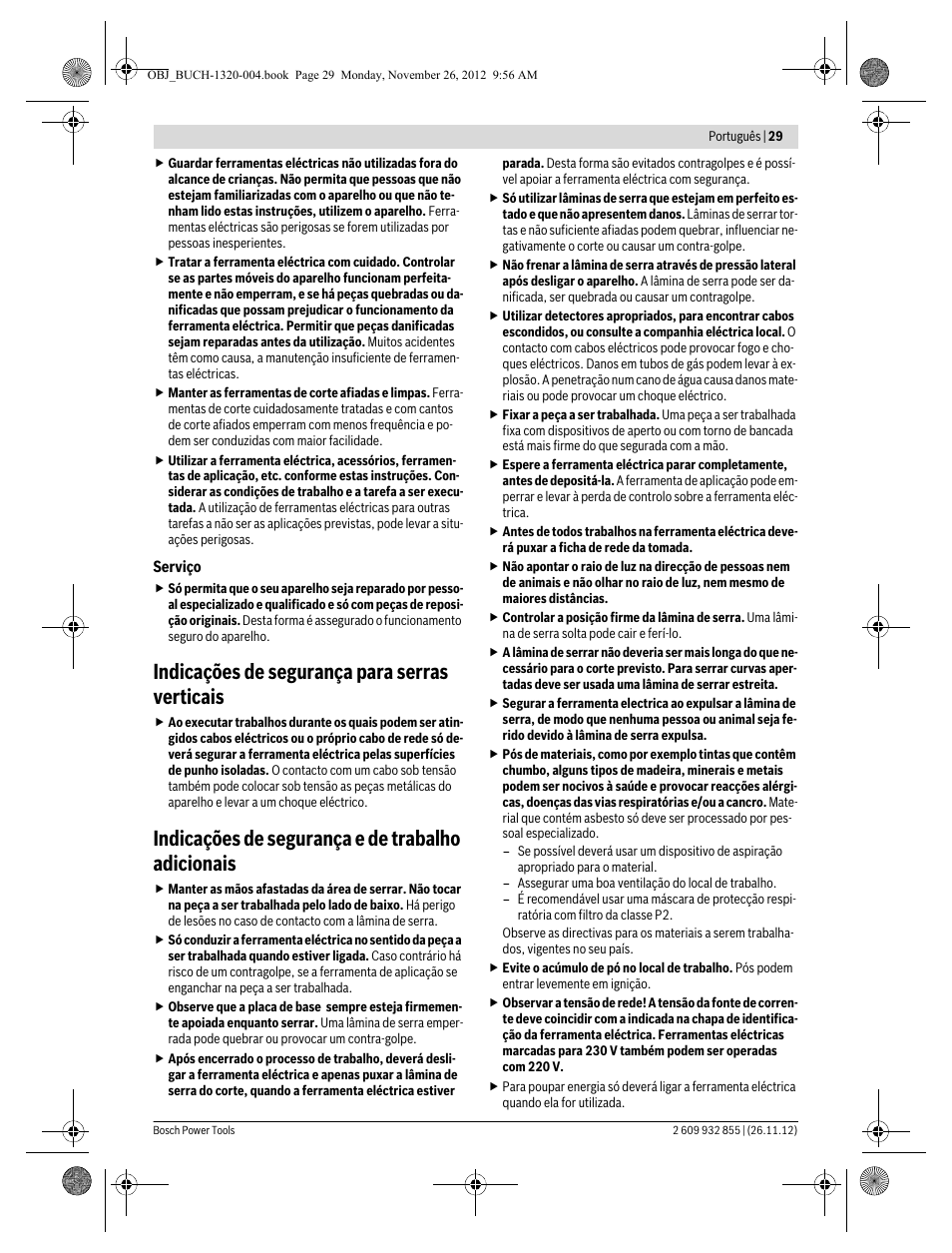 Indicações de segurança para serras verticais, Indicações de segurança e de trabalho adicionais | Bosch GST Professional 140 CE User Manual | Page 29 / 191