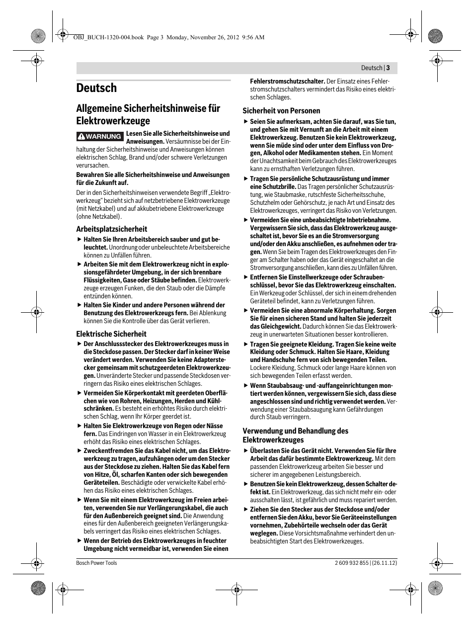 Deutsch | Bosch GST Professional 140 CE User Manual | Page 3 / 191