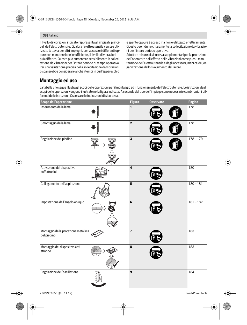 Montaggio ed uso | Bosch GST Professional 140 CE User Manual | Page 38 / 191