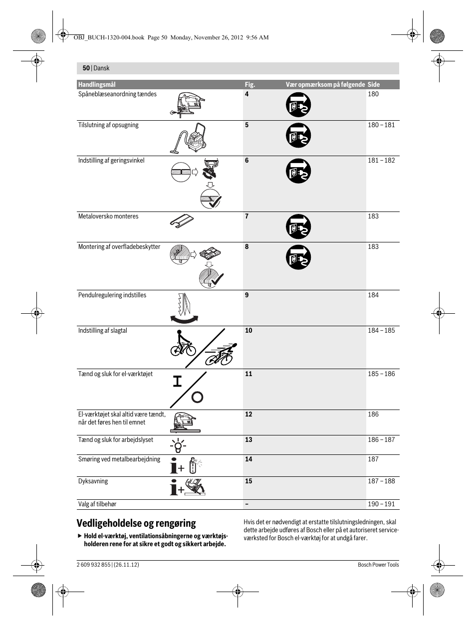 Vedligeholdelse og rengøring | Bosch GST Professional 140 CE User Manual | Page 50 / 191