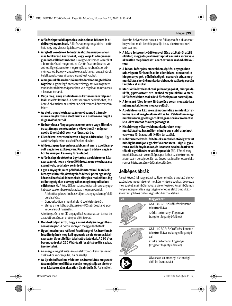 Jelképes ábrák | Bosch GST Professional 140 CE User Manual | Page 99 / 191