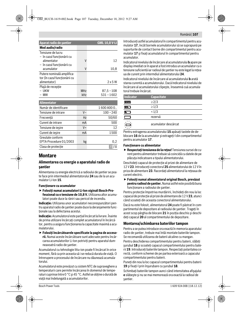 Montare | Bosch GML 10,8 V-LI Professional User Manual | Page 107 / 155