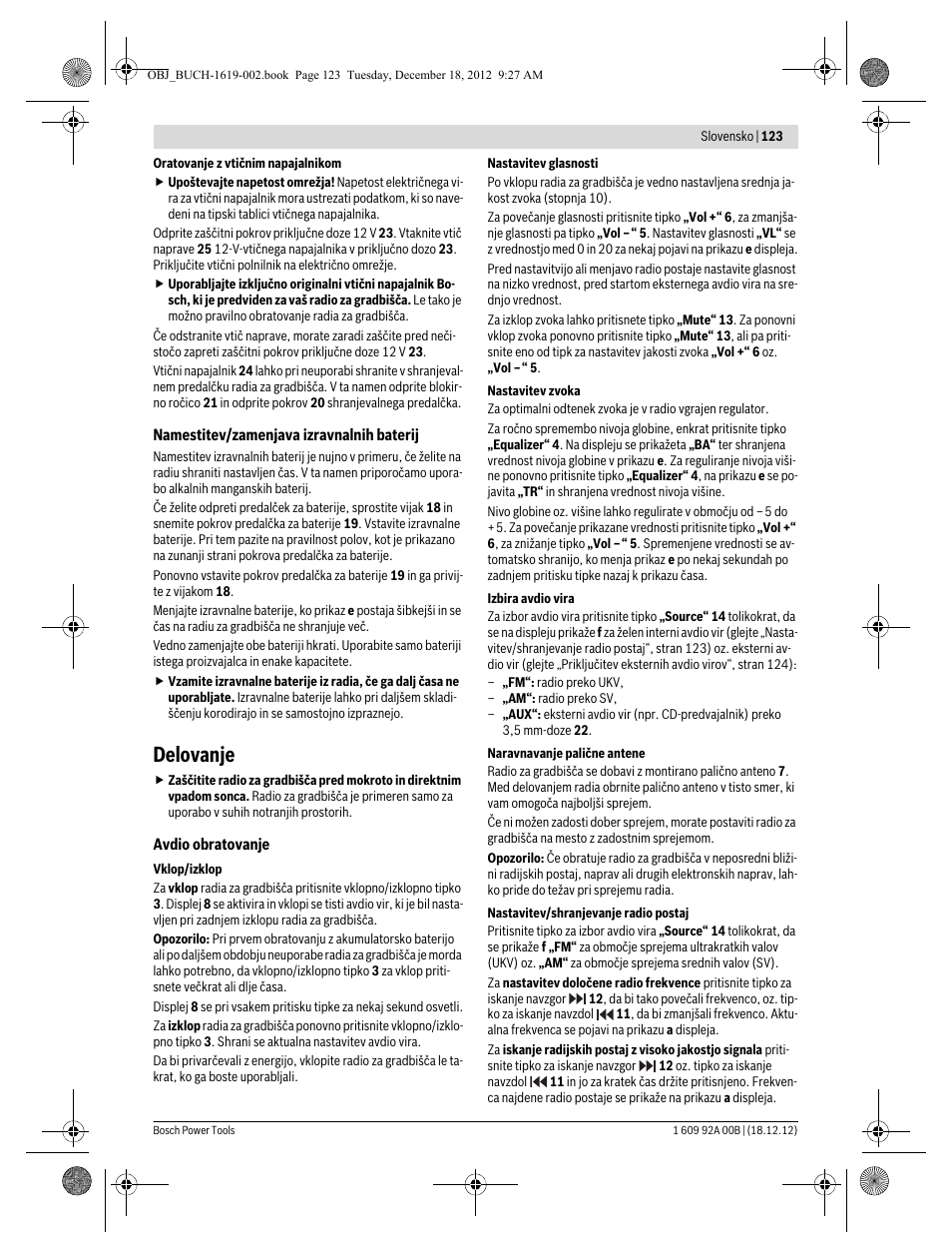 Delovanje | Bosch GML 10,8 V-LI Professional User Manual | Page 123 / 155