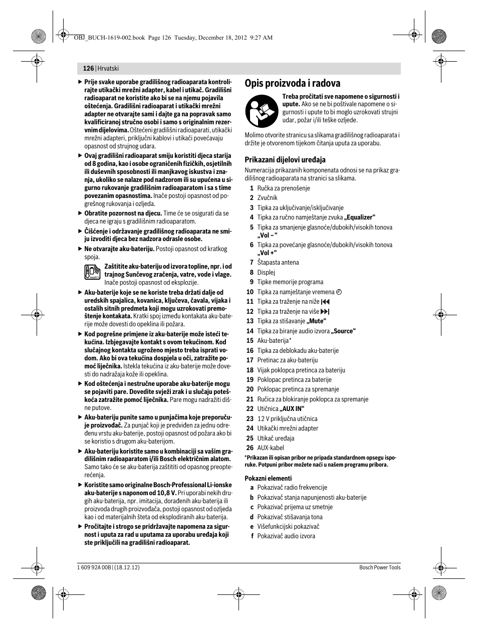 Opis proizvoda i radova | Bosch GML 10,8 V-LI Professional User Manual | Page 126 / 155