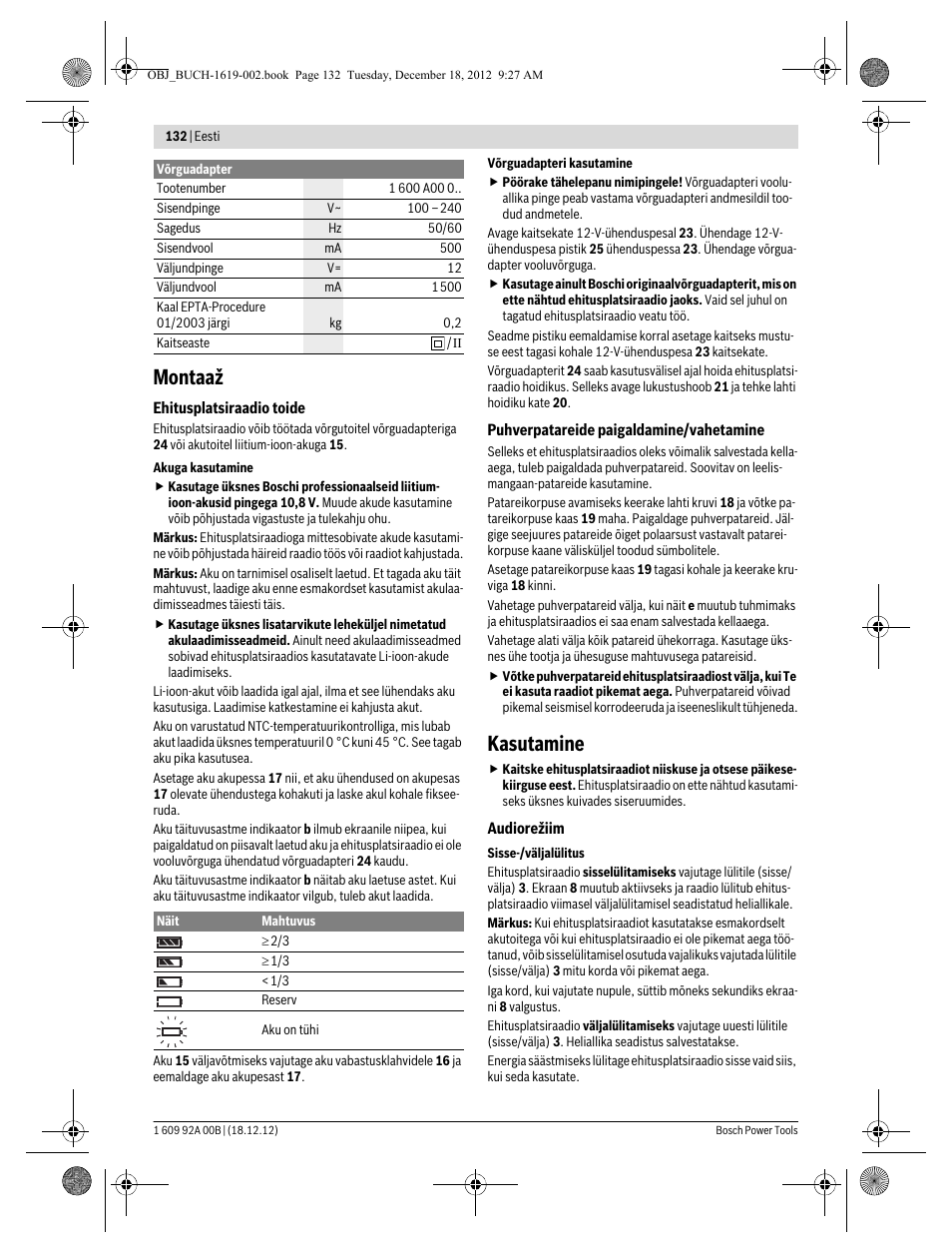 Montaaž, Kasutamine | Bosch GML 10,8 V-LI Professional User Manual | Page 132 / 155