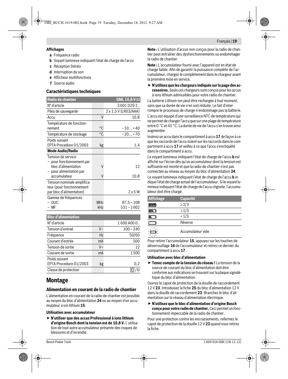 Montage | Bosch GML 10,8 V-LI Professional User Manual | Page 19 / 155