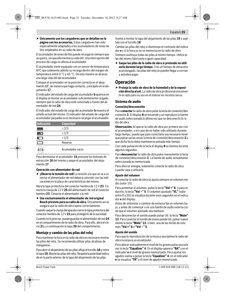 Operación | Bosch GML 10,8 V-LI Professional User Manual | Page 25 / 155