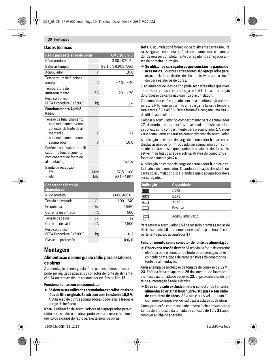 Montagem | Bosch GML 10,8 V-LI Professional User Manual | Page 30 / 155