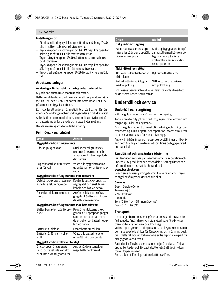 Underhåll och service | Bosch GML 10,8 V-LI Professional User Manual | Page 52 / 155