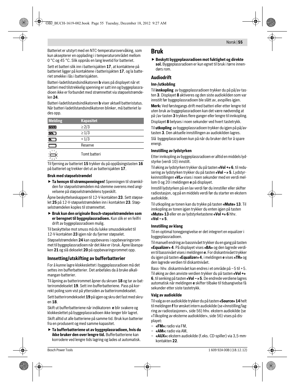 Bruk | Bosch GML 10,8 V-LI Professional User Manual | Page 55 / 155