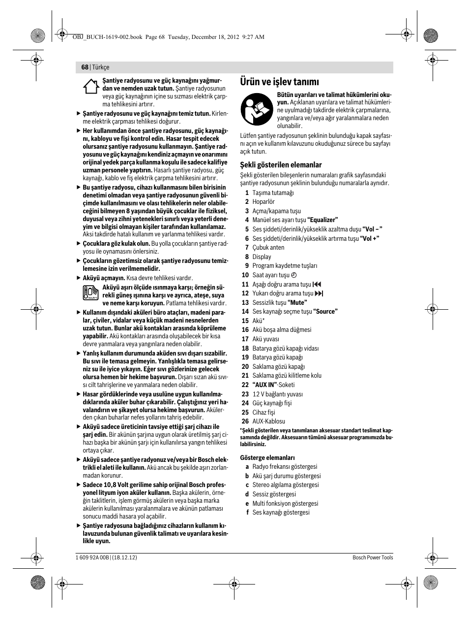 Ürün ve işlev tanımı | Bosch GML 10,8 V-LI Professional User Manual | Page 68 / 155