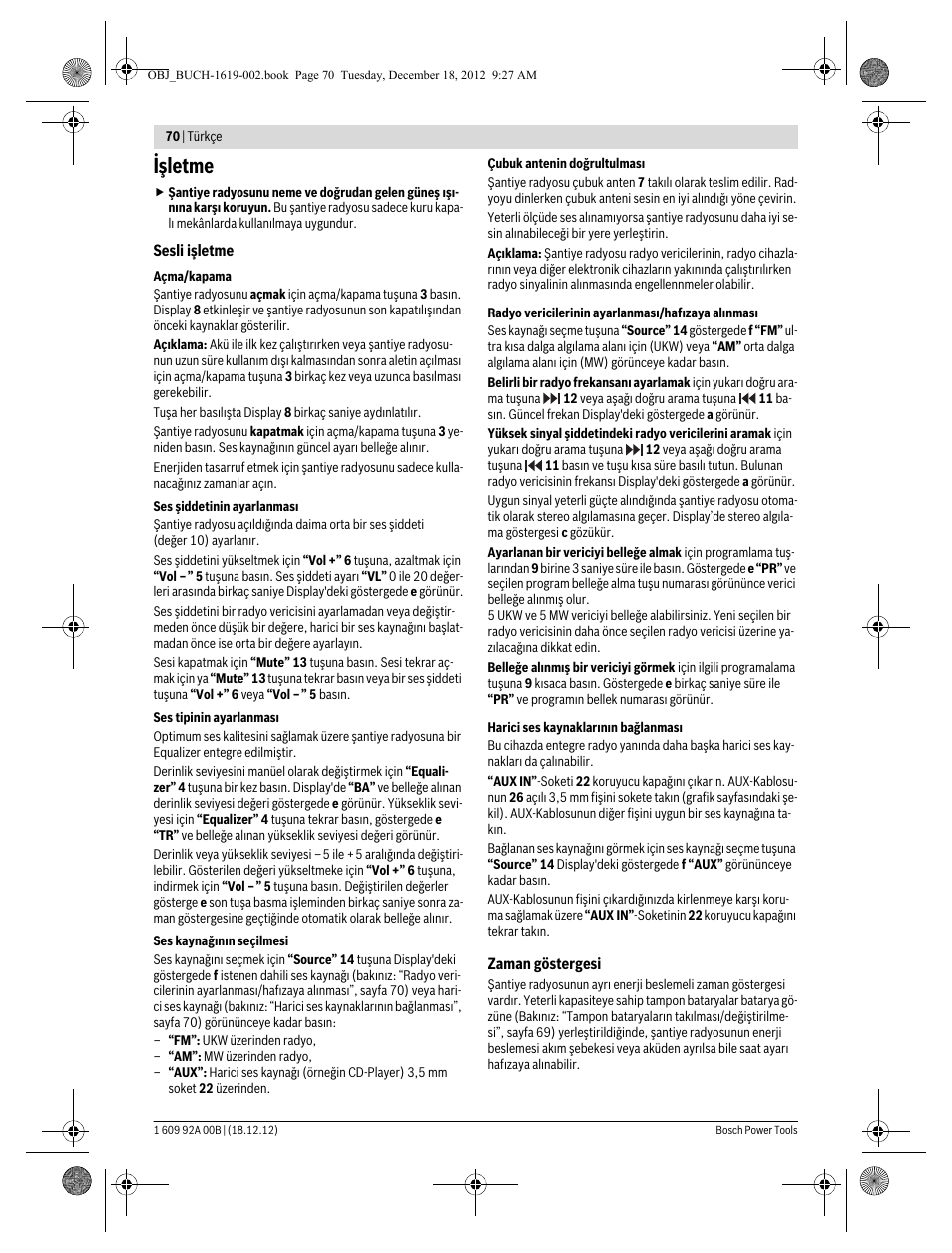 Işletme | Bosch GML 10,8 V-LI Professional User Manual | Page 70 / 155