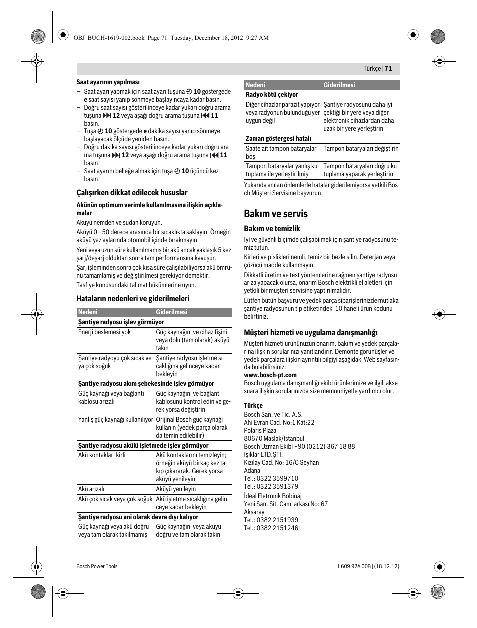 Bakım ve servis | Bosch GML 10,8 V-LI Professional User Manual | Page 71 / 155