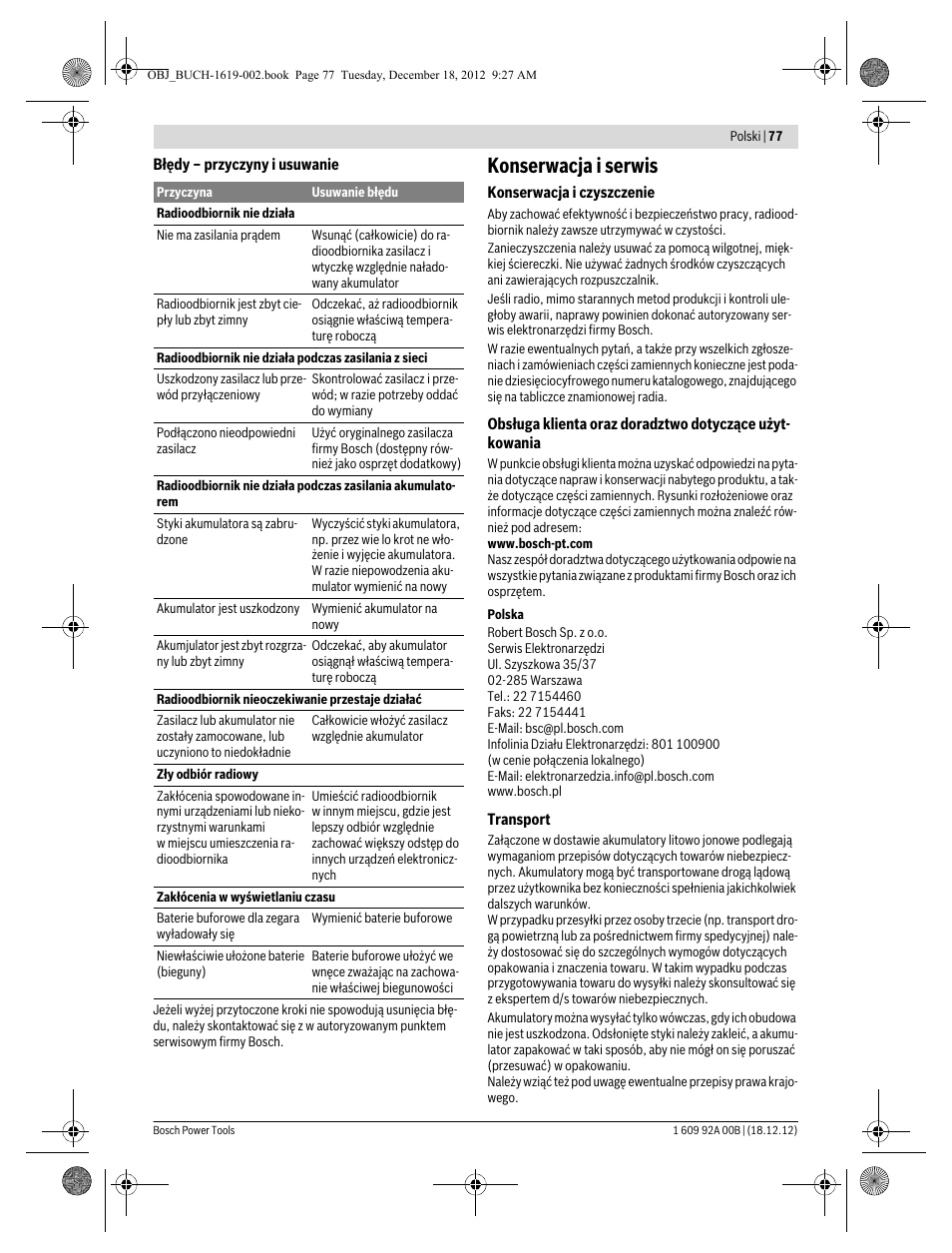 Konserwacja i serwis | Bosch GML 10,8 V-LI Professional User Manual | Page 77 / 155