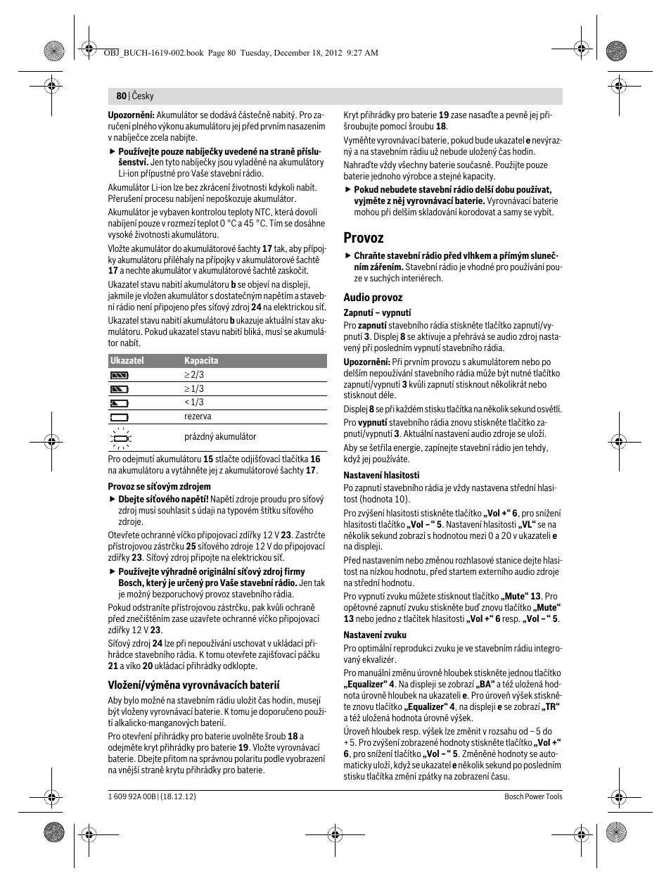 Provoz | Bosch GML 10,8 V-LI Professional User Manual | Page 80 / 155